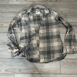 American eagle slim fit plaid flannel light gray small